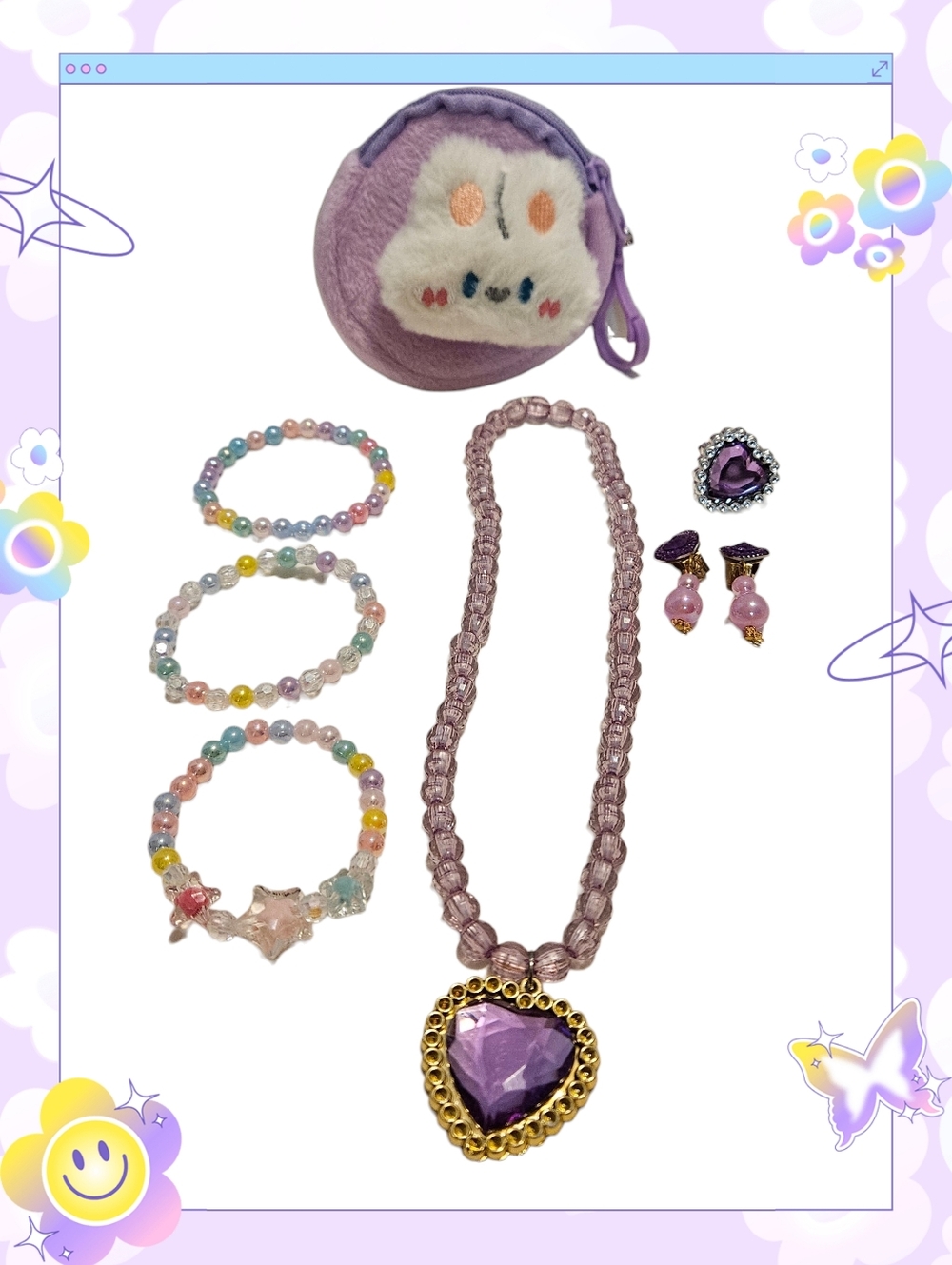 Kid's Purple Heart Bead Jewelry Bundle